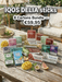 An outdoor scene on a wooden table with multiple IQOS DELIA stick packs arranged in front of patio furniture. Large overlaid text reads 'IQOS DELIA sticks' and '8 Cartons Bundle — €59,95'.